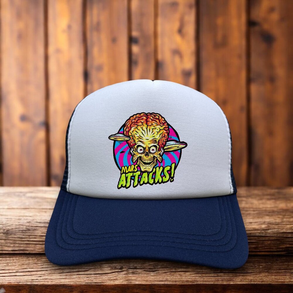 Mars Attacks Unisex Trucker Hat Navy Snapback Cult Classic Alien Ball Cap